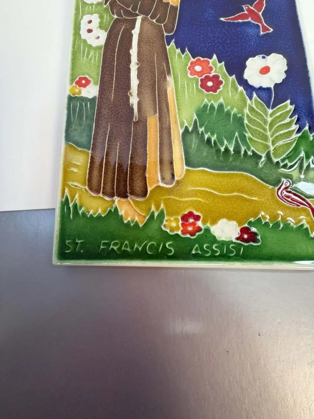 Creazioni Luciano Italian Hand Painted Ceramic Wall Tile - St. Francis of Assisi